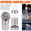 Portable Camping Lanterns Electric Outdoor LED Solar Power Hanging Tent Rechargeable Emergency Lamp with Fan Golden/Silvery
