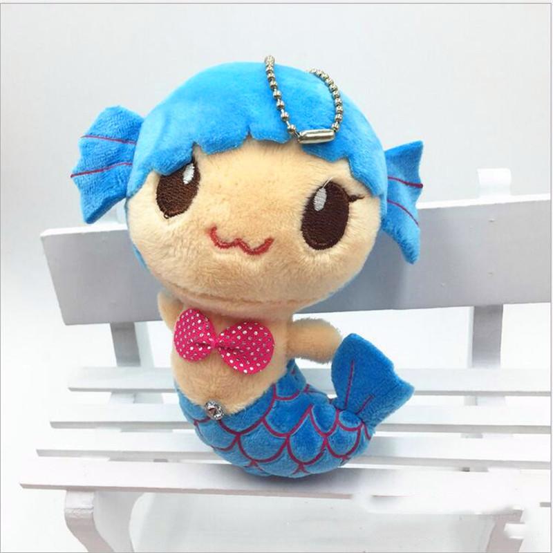Cute Mermaid Plush Toys Bead Chain Key Bag Pendant Doll Stuffed Animal Toy for Girl Christmas Gift 12CM