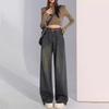 Trendy Personalized Wide-leg Jeans Women's Spring and Autumn New High-waisted Pleated Straight Tube Drape Floor-mopping Jeans