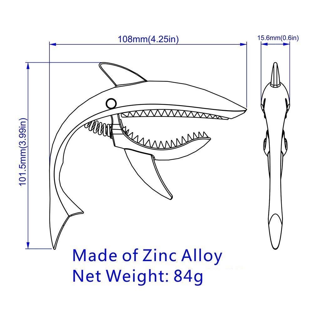 Имелод цинковый сплав гитарный каподастр Shark Capo для акустической электрогитары Good Hand Fretless Buzz и прочный & гитара, Feeling, (черный)