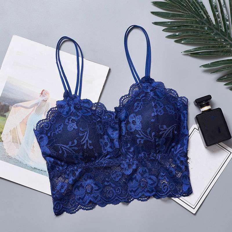 Fashion Sexy Sleeveless Vest Crochet Halter Lace Tank Tops Strappy Bralette Bra Cami Crop Top