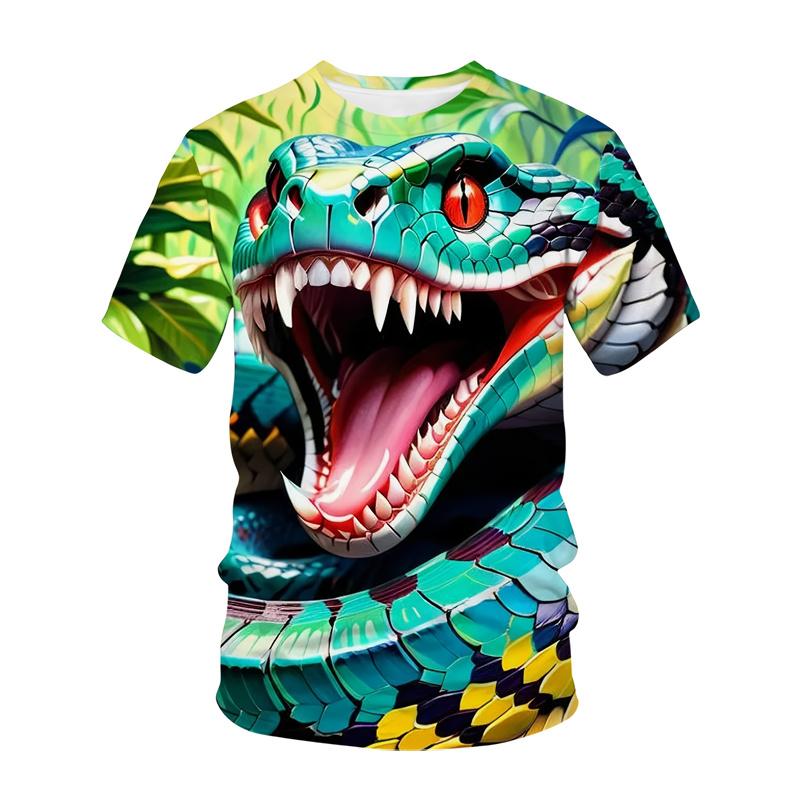 Terror Snake 3D Printed T-shirt Men's Animal Snake Pattern Round Neck Clothing Summer Fashion Street Casual Short Sleeve Tops