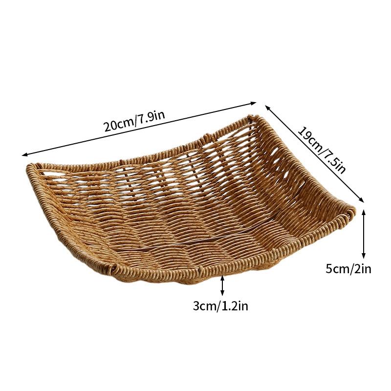 Rattan Tray Woven Fruit Basket Picnic Bread Snacks Trays Kitchen Wicker Baskets Breakfast Bread Storage Box Handwoven Food Plate