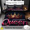 2/3Pcs Queen-Themed 3D Crown Pattern Duvet Cover Set (1 Duvet Cover + 1/2 Pillowcase, Without Core), Soft Digital Print, Fantasy