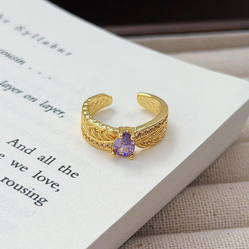 Средневековое французское ретро кольцо с открытой шинкой и полным бриллиантом, модное, с высоким чувством стиля и темпераментом, нишевый дизайн, изысканные бриллиантовые аксессуары для женщин