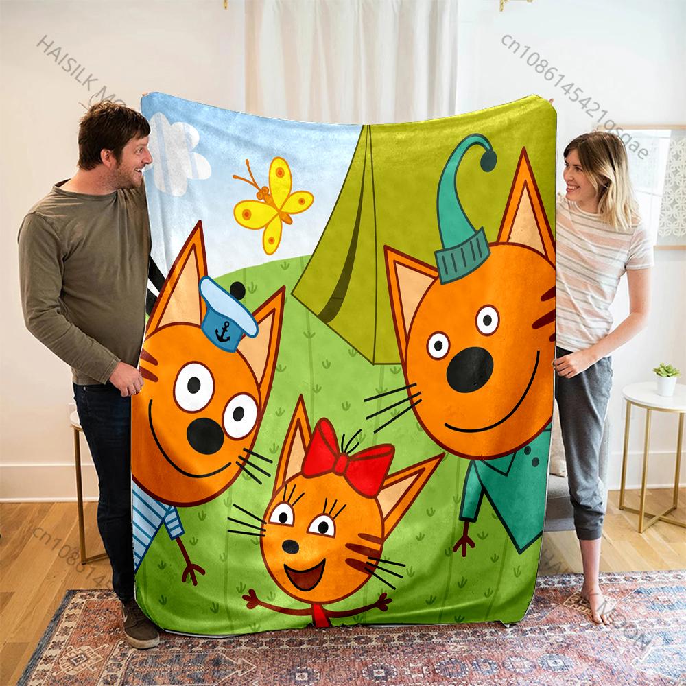 Cute Cartoon K-Kid E-cats Print Blankets Adult Children Warm Blankets Home Travel Car Soft and Comfortable Blankets Luxury Gifts