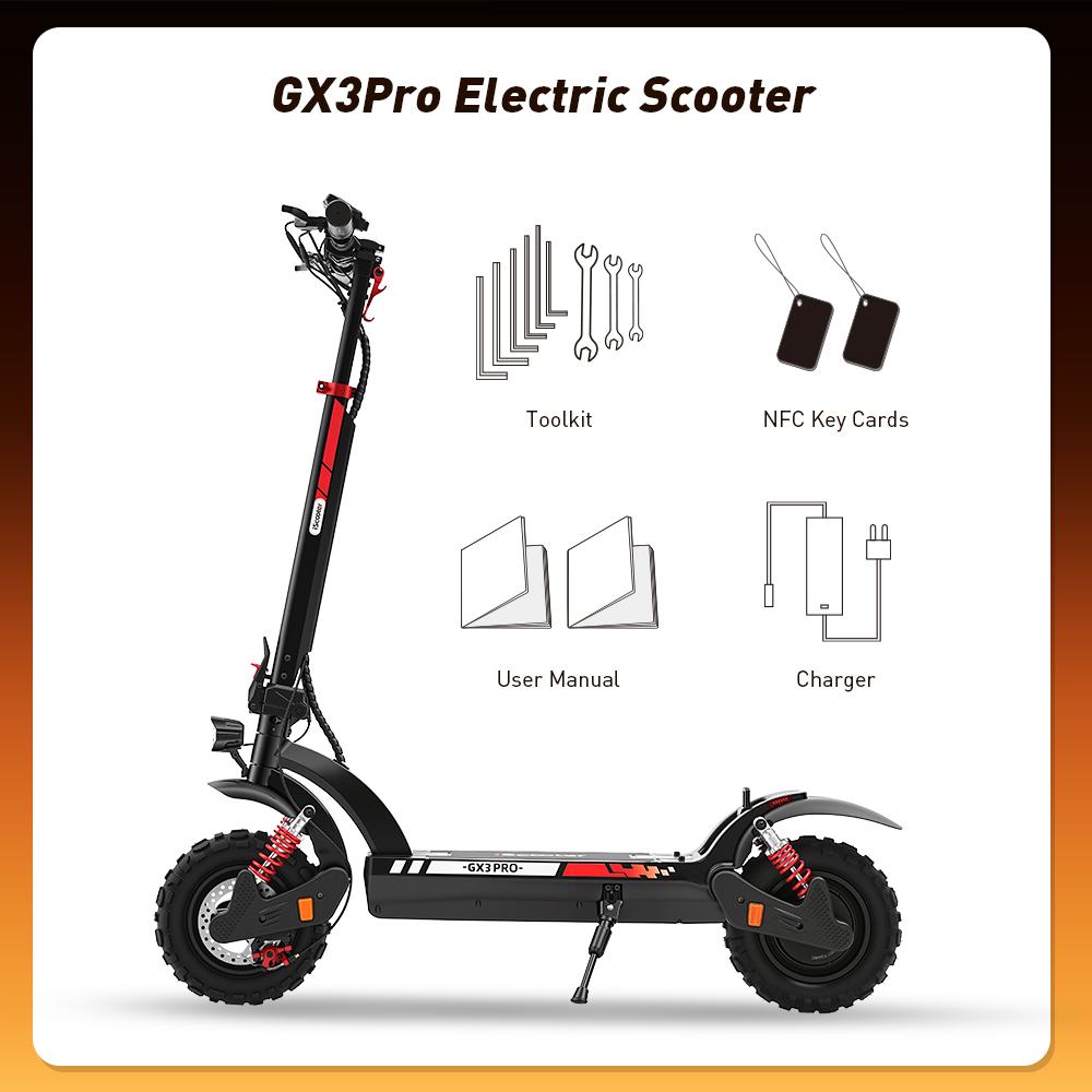 iScooter Электросамокат GX3 Pro 1200 Вт 15,6 Ач 11-дюймовые внедорожные шины Максимальная скорость 25 км/ч Запас хода 45 км+ Электросамокаты для взрослых