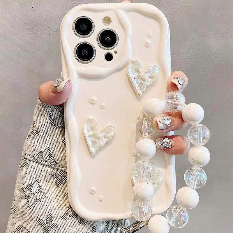 Маленький свежий чехол для телефона для Apple 17 Promax Все включено Защита от падений Точное отверстие для IPhone 15 Plus Женский 14 Цепочка