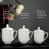 Chinese Style Pure White Ceramic Tea Cup with Lid