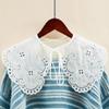 Korean Big Laple Fake Collar for Women Flower Embroidery Hollow Lace Detachable Collars False Collar Female Shawl Decorative