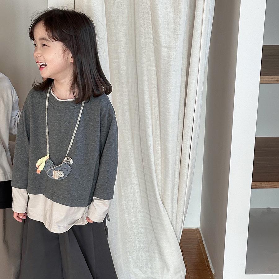 Jiaye Kids' 2025 Spring Color-block Long-Sleeve T-Shirts for Boys and Girls