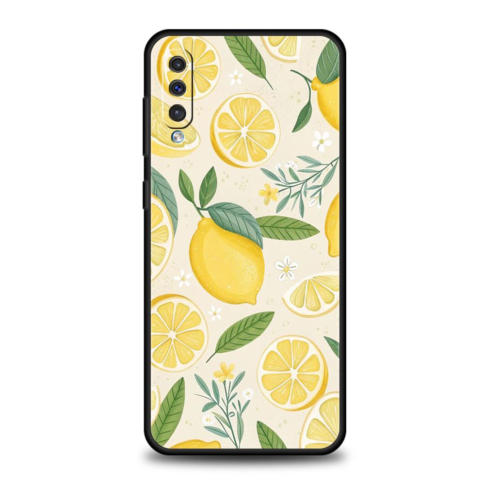 Чехол для телефона Samsung Galaxy A56 A36 A26 A06 A16 A24 A36 A54 A14 A42 A22 A20 A12 A10 5G Мягкий ТПУ Летний Свежие Фрукты Принт с Лимонами