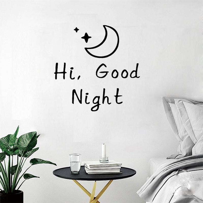 28*30cm Hi Good Night Sticker Black & Gold Color Kids Room Bathroom Decorative Vinyl Wall Art Decal