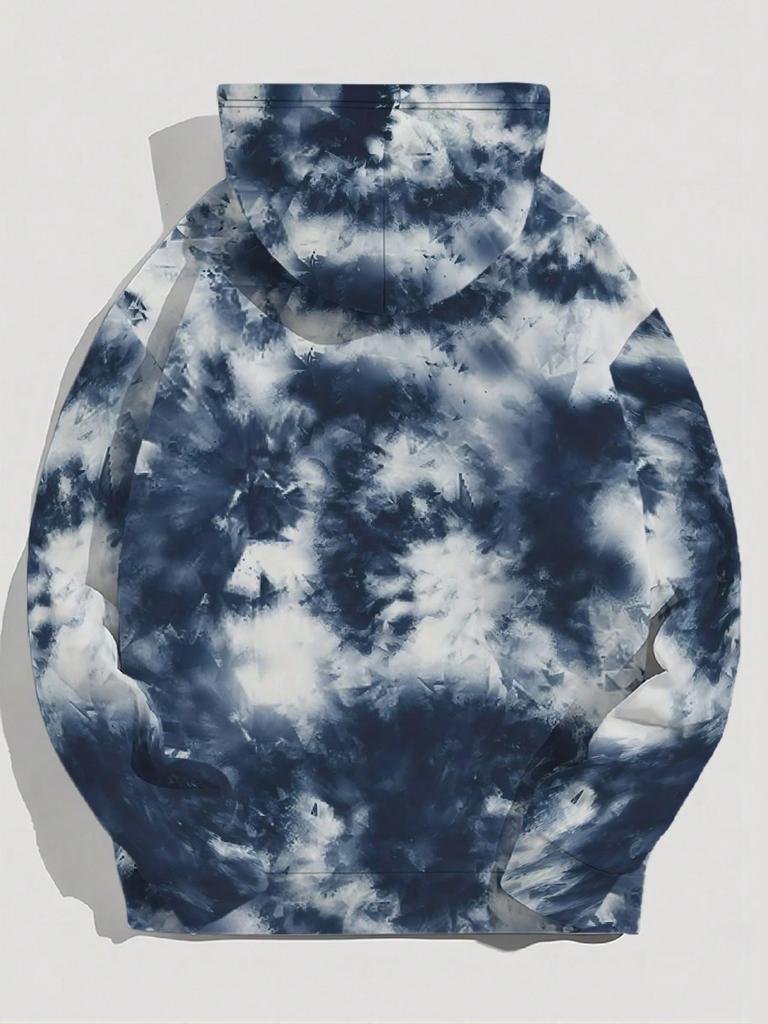 Мужская повседневная толстовка с капюшоном в стиле тай-дай с карманом-кенгуру, свободный крой, весна-осень