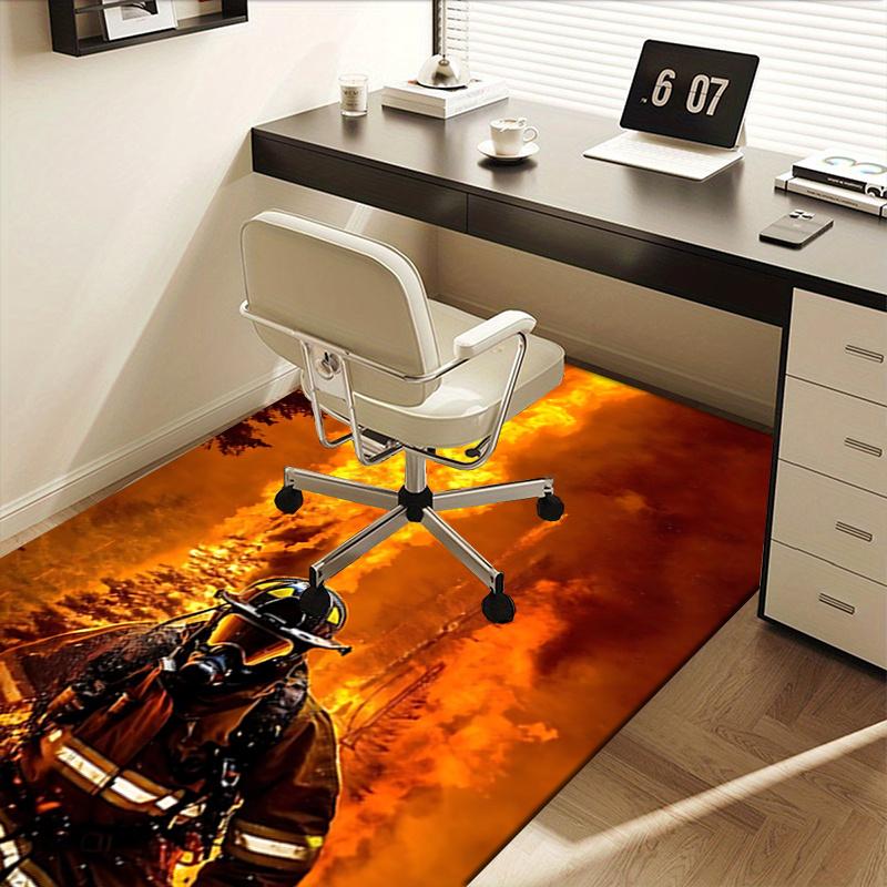 Firefighter Chair Mat: Home Decor, Office Carpet, Gift for Firefighters, Suitable for Bedroom, Living Room, Various Rooms0109029A