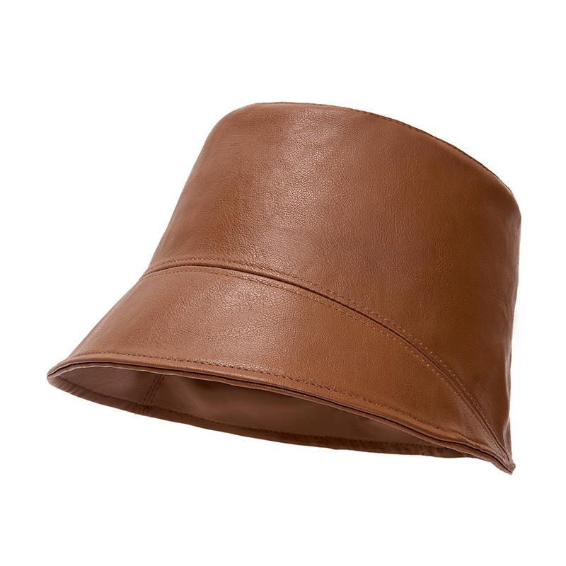 Унисекс ПУ Панама - Стильная однотонная шляпа рыбака для повседневной/городской носки (4 варианта цвета)