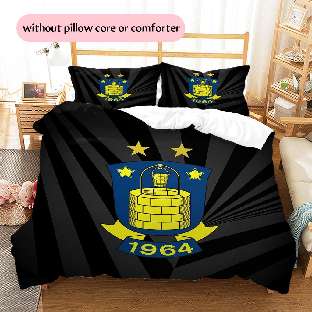 Brøndby IF Pattern Bedding Quilt Set Home Decoration Gift (1 * duvet cover + 2 * pillowcase without core)
