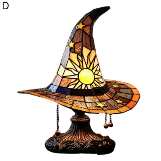 Witch Hat Lamp LED Night Light Soft Glow Battery Powered Handmade Gothic Wizard Hat Shape Light Bedside Lamp Decoration