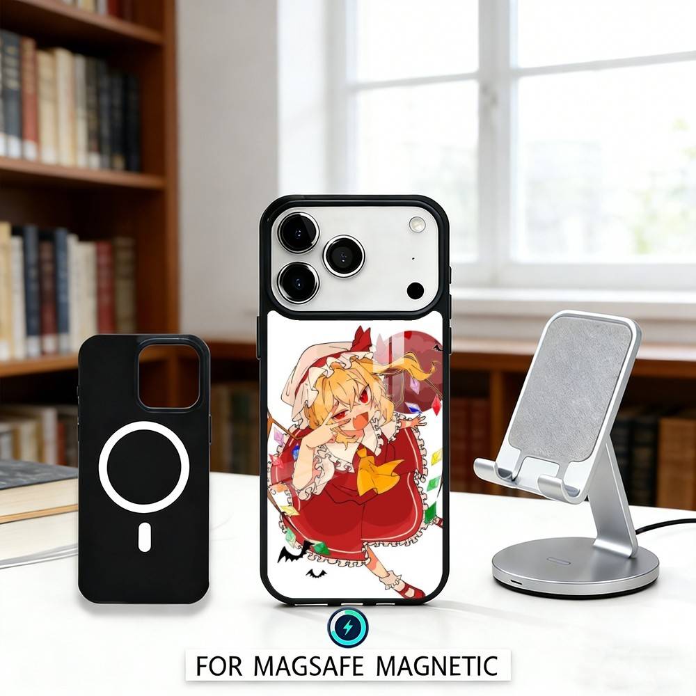 Cute TouHou Project Flandre Phone Case Magnetic For iPhone17 16 15 14 13 12 Pro Max For Magsafe Wireless Charging Cover