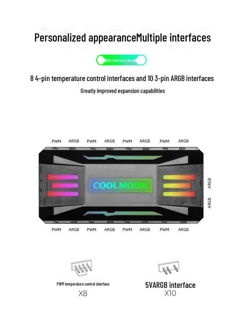 Контроллер вентилятора ARGB Sync 5 В 3-контактный с ШИМ-регулировкой температуры и беспроводным пультом дистанционного управления