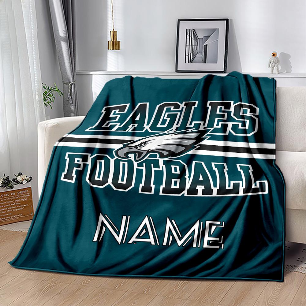 Eagles Football Jersey Personalized Text Blanket Gift Personalized Blanket Soft Warm Cozy Suitable for Home Decor Living Room Sofa Picnics
