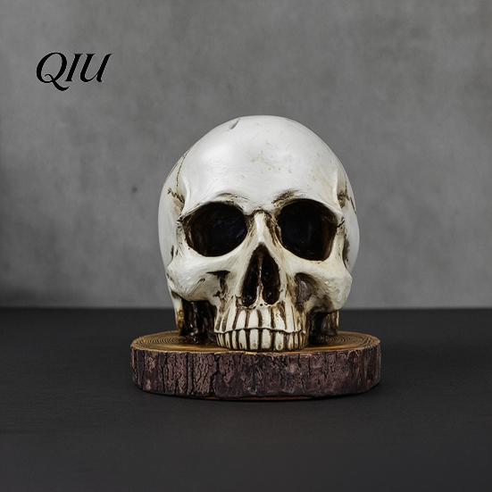 Durable Resin Knife Block Skull Holder, Spooky Skeleton Head Stand with 7 Organizer Slots, Halloween Horror Cutter Rack for Gothic Kitchen Countertop