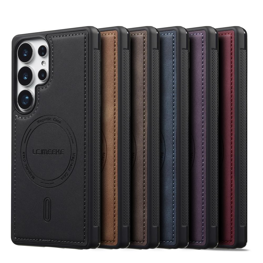 Кожаный чехол для Samsung Galaxy S26 S25 Edge S24 Ultra S23 FE S22 FE A17 A37 A57 A16 A36 A56 Беспроводная зарядка Магнитная крышка