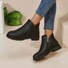 Ladies Shoes 2024 Hot Sale Zipper Women's Boots Autumn Round Toe Solid Short Barrel Chunky Heels Basic Women Mature Naked Boots
