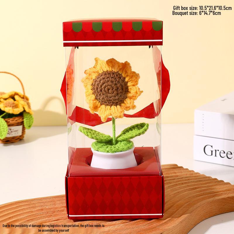 Handmade Sunflower Desk Decoration - Woven Bouquet Gift for Students & Girls