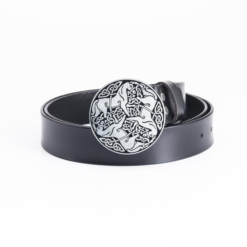 Пряжка для ремня Celtic Personality, устойчивая к царапинам, пряжка из сплава, цельный винтажный ремень из коровьей кожи для джинсов