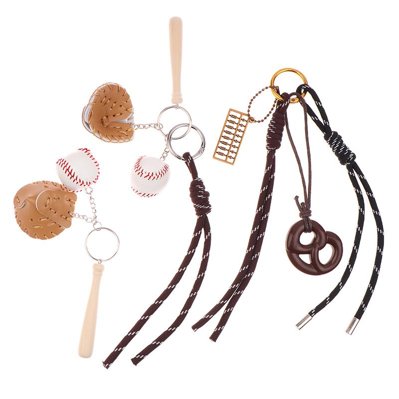 Брелок для ключей Ins Braided Rope Baseball, креативный спортивный брелок, модный брелок для ключей из плетеной веревки, подвеска для сумки для девочек, аксессуары для ключей
