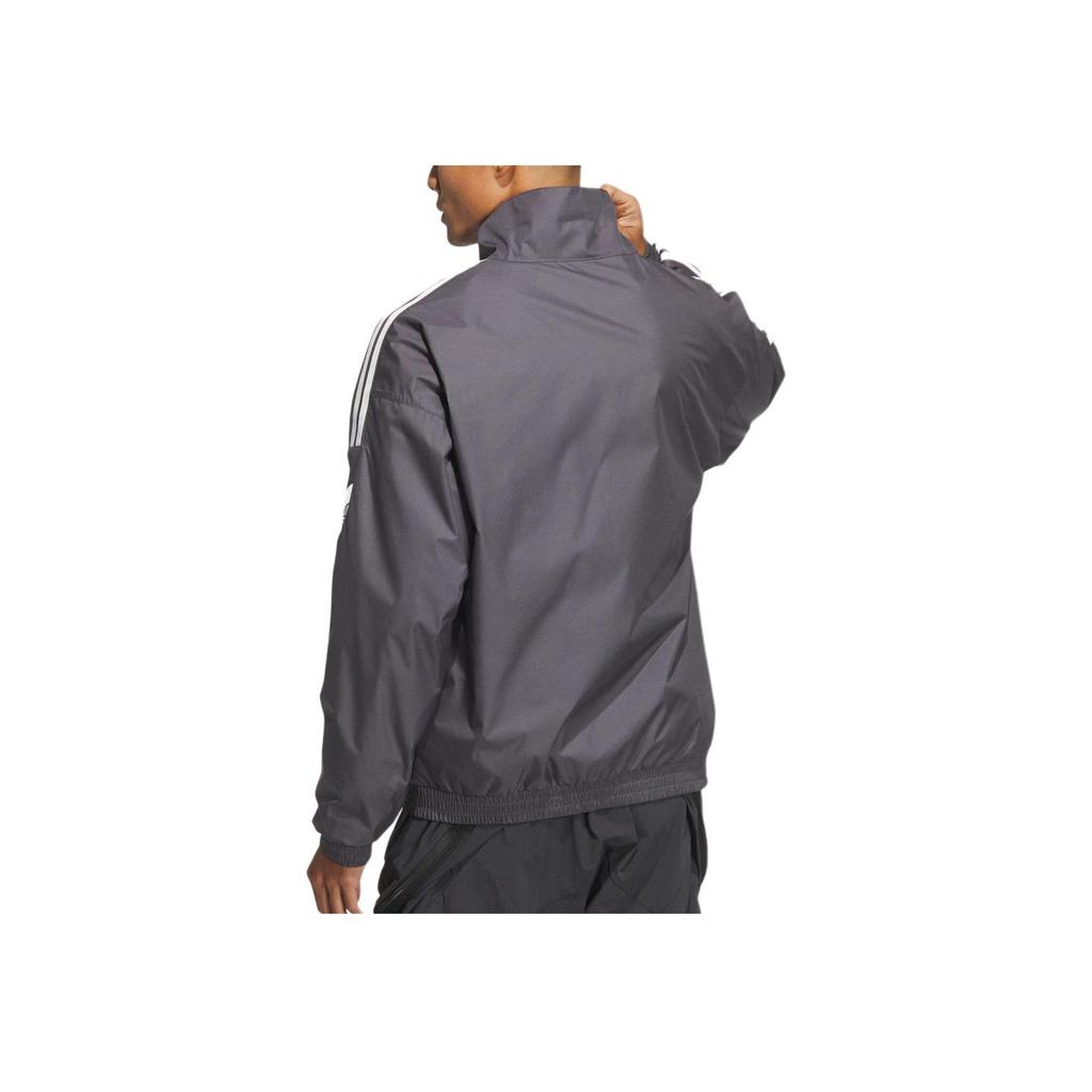 Adidas Originals Striped Stand Collar Zip-Up Long Sleeve Jacket Unisex Jackets Dark-Grey JI7533