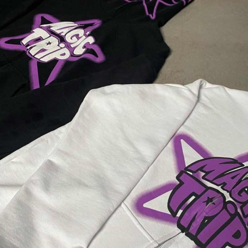 Y2k Harajuku толстовка на молнии большого размера со звездным принтом, уличная одежда, хип-хоп, толстовка с капюшоном на молнии, топы с длинными рукавами и надписью