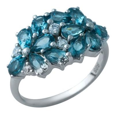 Серебряное кольцо с топазом Лондон Блю 1.983ct (1934265) 3.92 гр. 925 пробы