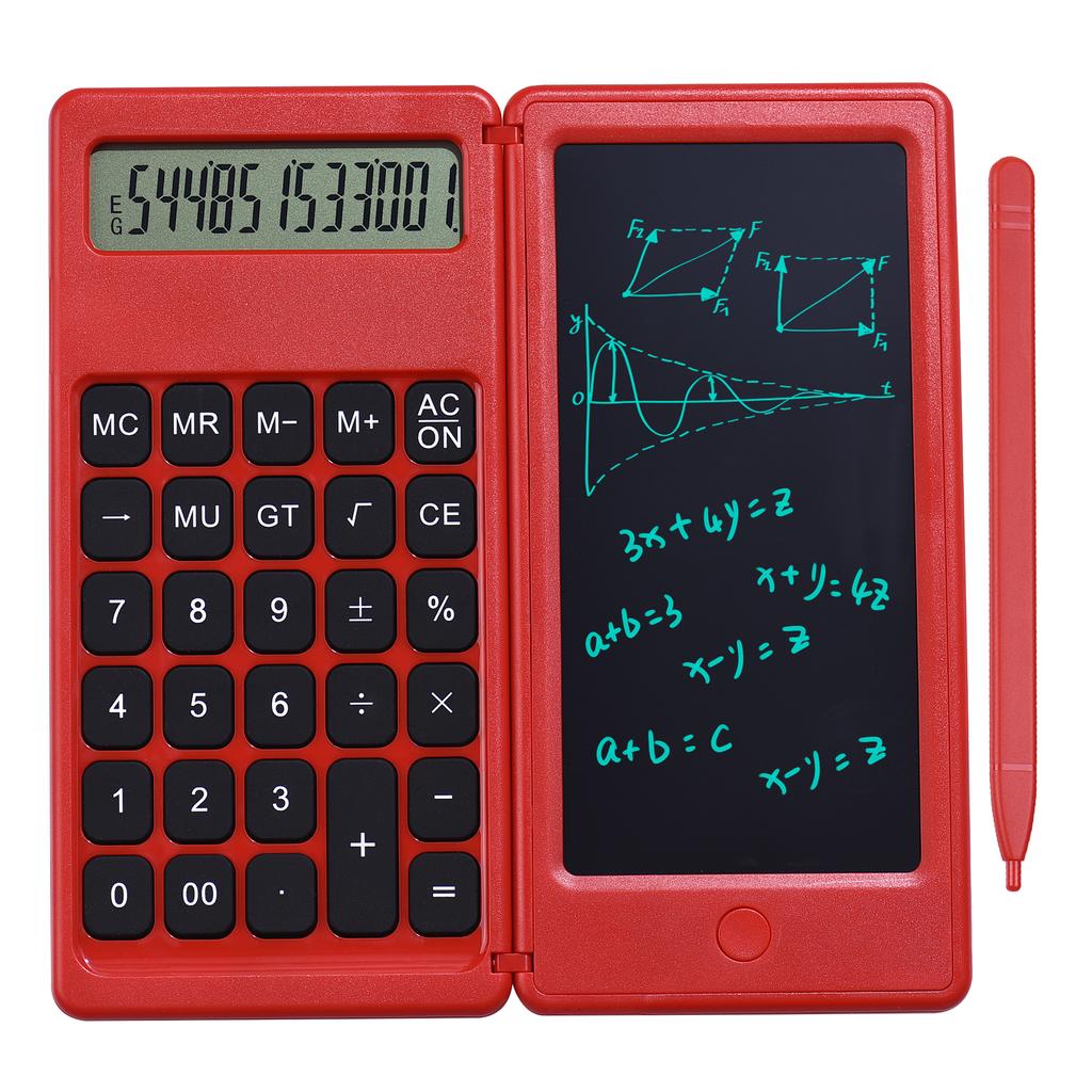 Foldable Calculator & 6 Inch LCD Writing Tablet Digital Drawing Pad 12 Digits Display with Stylus