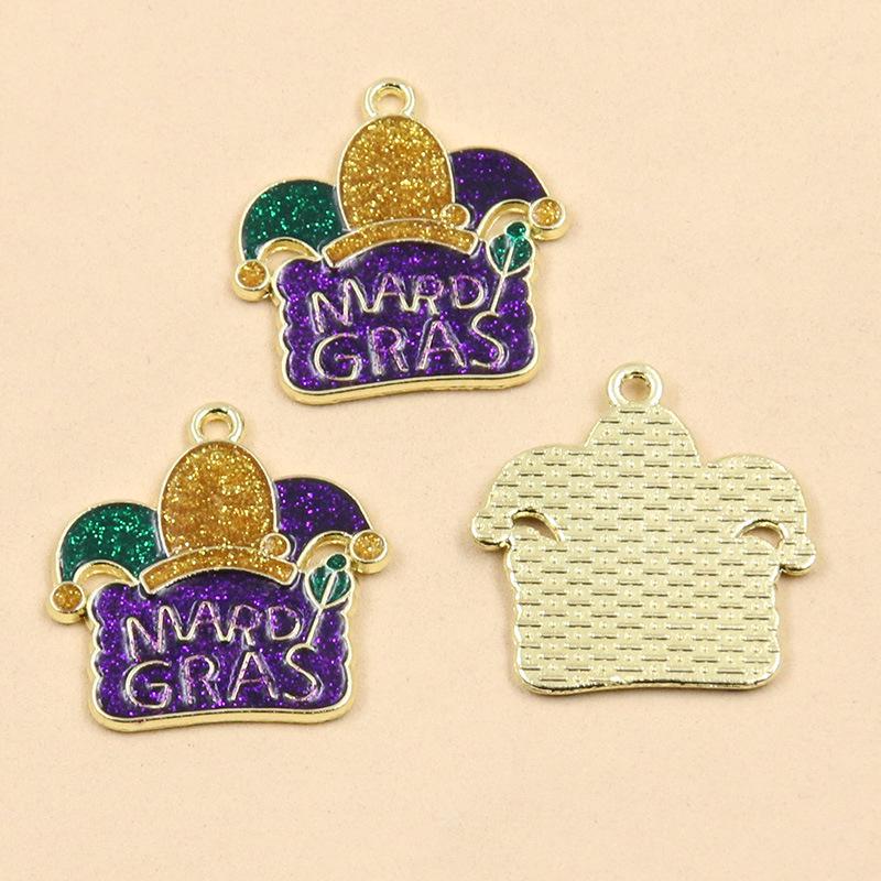10 Styles Gold Drop Oil Pendant Charms for DIY Creative Mask & Party Jewelry Accessories