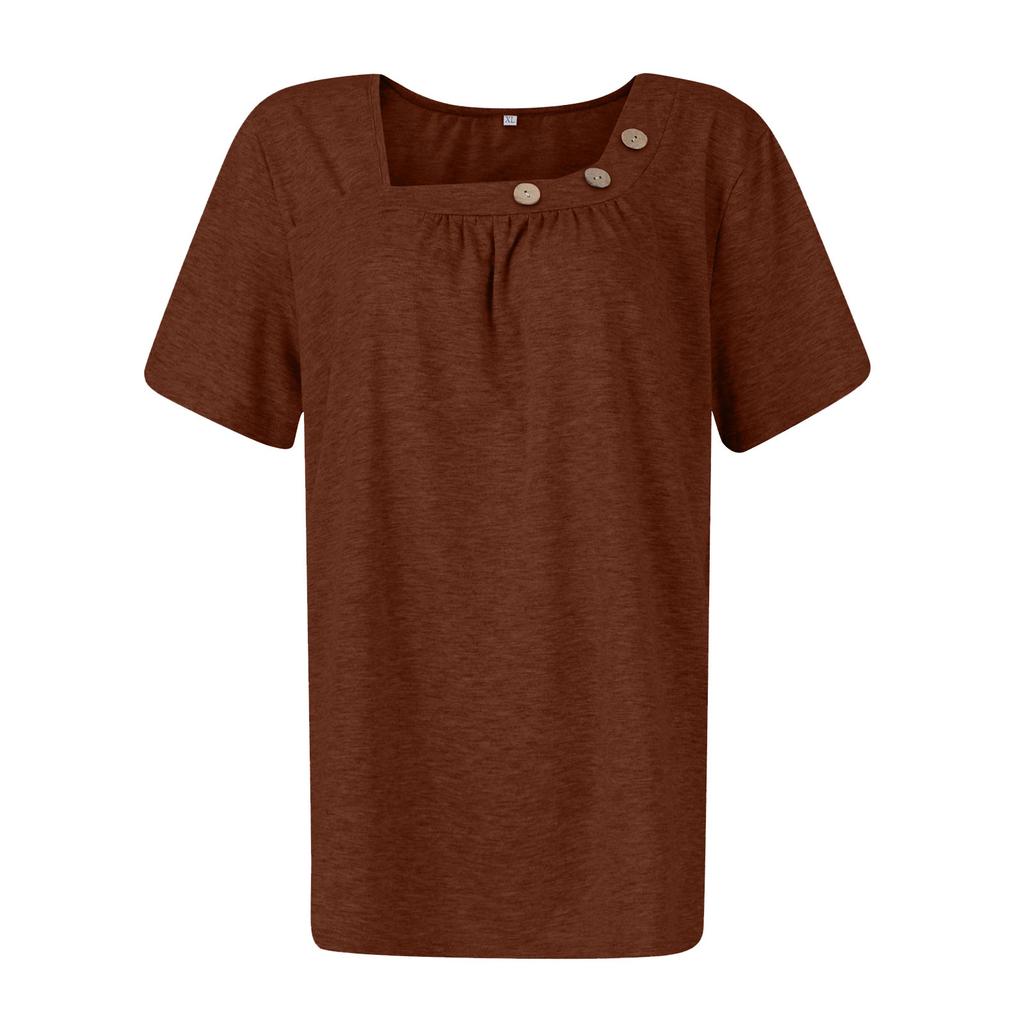 Летние топы для женщин, однотонные женские топы с круглым вырезом и короткими рукавами, удобные женские топы, футболки