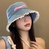 Bow Tie Lace Fisherman Hat Y2K Bow Sunscreen Hat Retro Denim Bucket Hat  Climbing