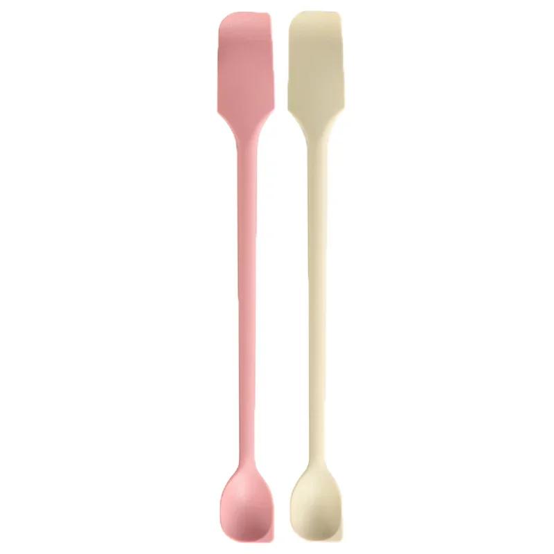 Silicone Spatula Set Double-Headed Scraper Long Hand Stirring Spoon Jam Cream Deep Bottle Spatula Coffee Spoon Party Supplies