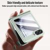 Чехол-пленка из закаленного стекла с кожаным шарниром для Samsung Galaxy Z Flip 6 5 5G, ощущение кожи, защита линз 360°, тонкий чехол-оболочка Fundas