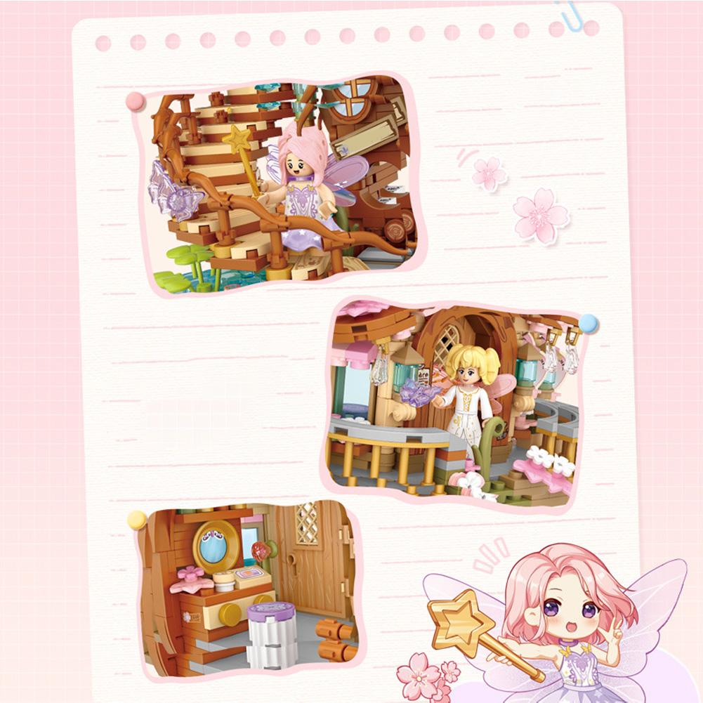 1149 шт. Наборы для сборки домика на дереве с цветущей сакурой, домик на дереве с цветами, микро-строительные блоки, модель, подарки для девочек и мальчиков