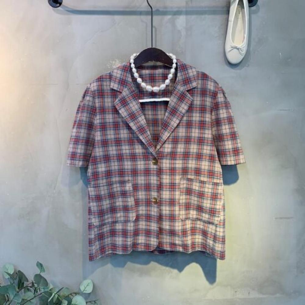 C S In The Room Puff Sleeve CheCk SIngle jaCket C