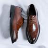 Модные мужские туфли-дерби в корейском стиле с острым носком на шнуровке, кожаные туфли-дерби, весенние новые мужские удобные туфли из резной кожи