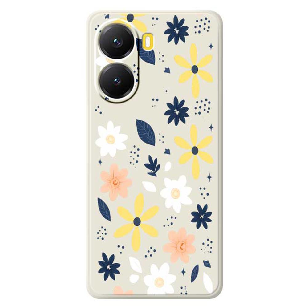 For Xiaomi Redmi Turbo 4 5G/Poco X7 Pro 5G Case Colorful Floral Blue Leaves Pattern Printing Straight Edge TPU Phone Back Cover