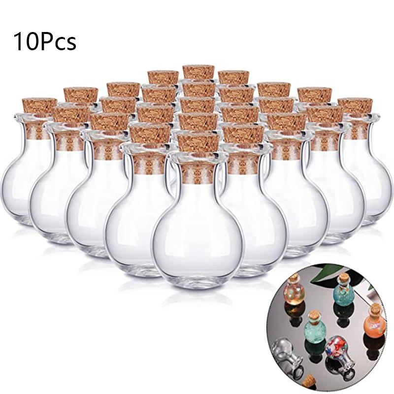 10X Small Glass Bottles Miniature Potion Bottle Mini Cork Glass Vials Wedding