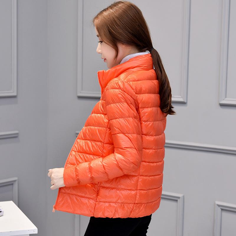 Down Jacket Women's New Autumn Light and Warm White Duck Down Women's Stand-up Collar Solid Color Down Jacket