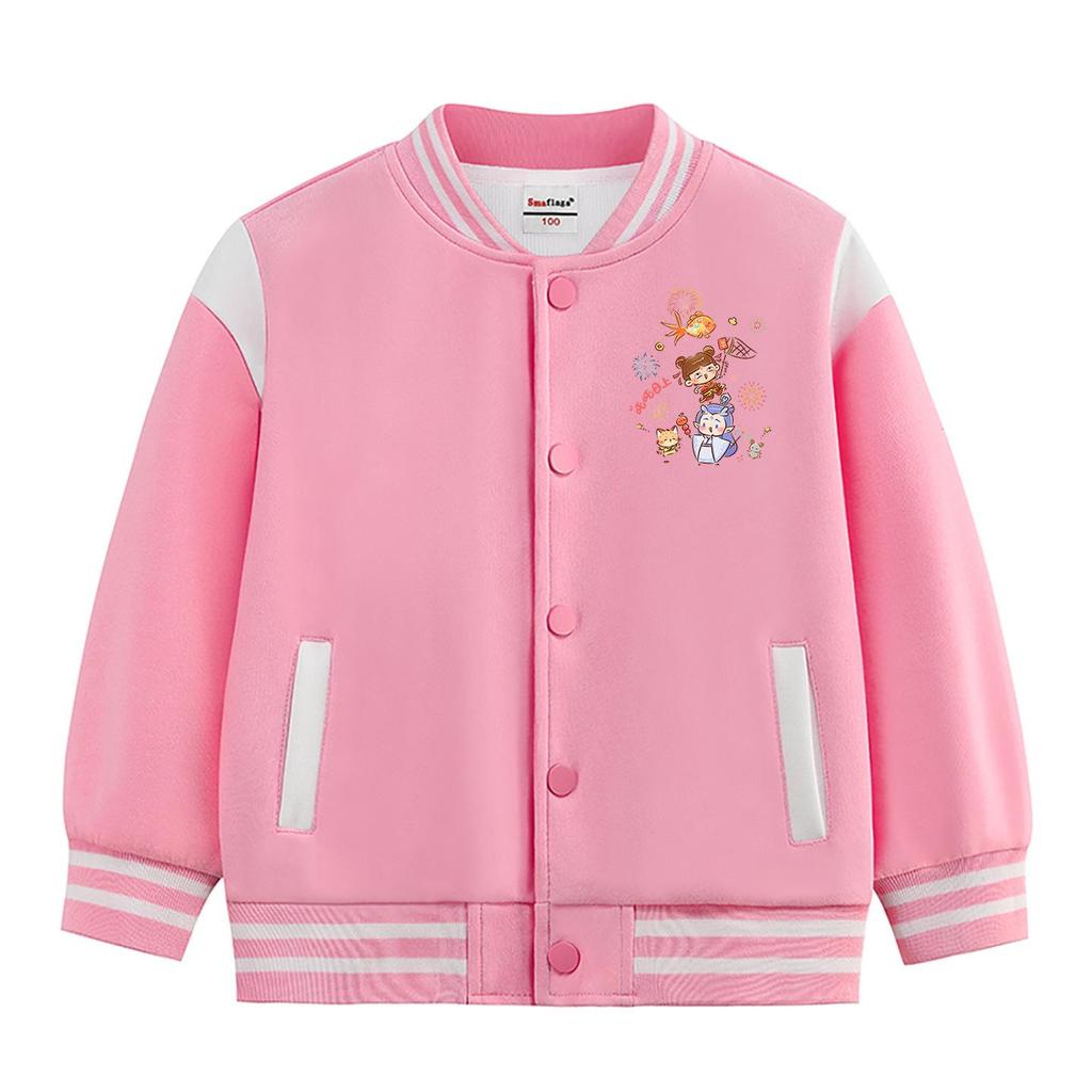 Kids' Versatile Baseball Jacket: Stylish Medium-Thick Outerwear for Boys and Girls - Medium to Large Sizes for Spring, Autumn, Winter