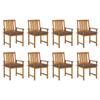 Day and Night - Day and Night Garden Chairs with Cushions 8 Units Solid Acacia Wood