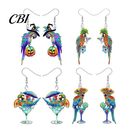Lightweight Statement Earrings for Daily Wear 1 Pair Cute Acrylic Parrot Earrings, Tropical Animal Dangle Unique Holiday Party Gift Her Women, Summer