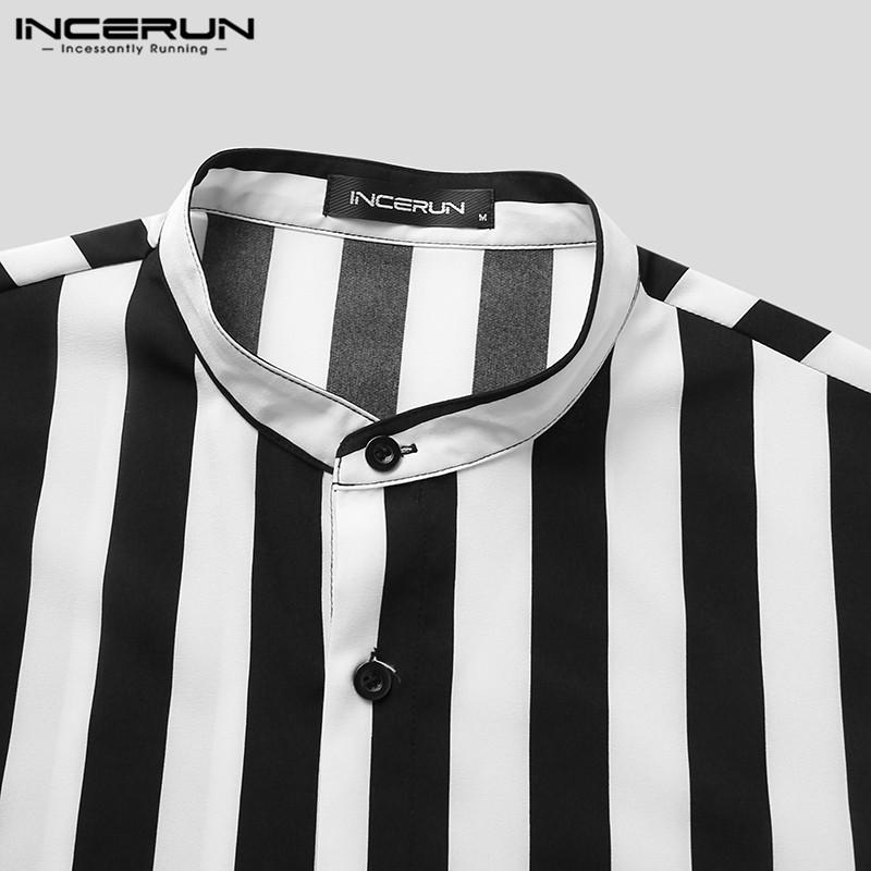 INCERUN S-XXXXXL Летняя мужская рубашка в полоску с коротким рукавом, повседневные свободные топы, базовые футболки Camisa